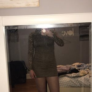 Mocha lace bodycon dress